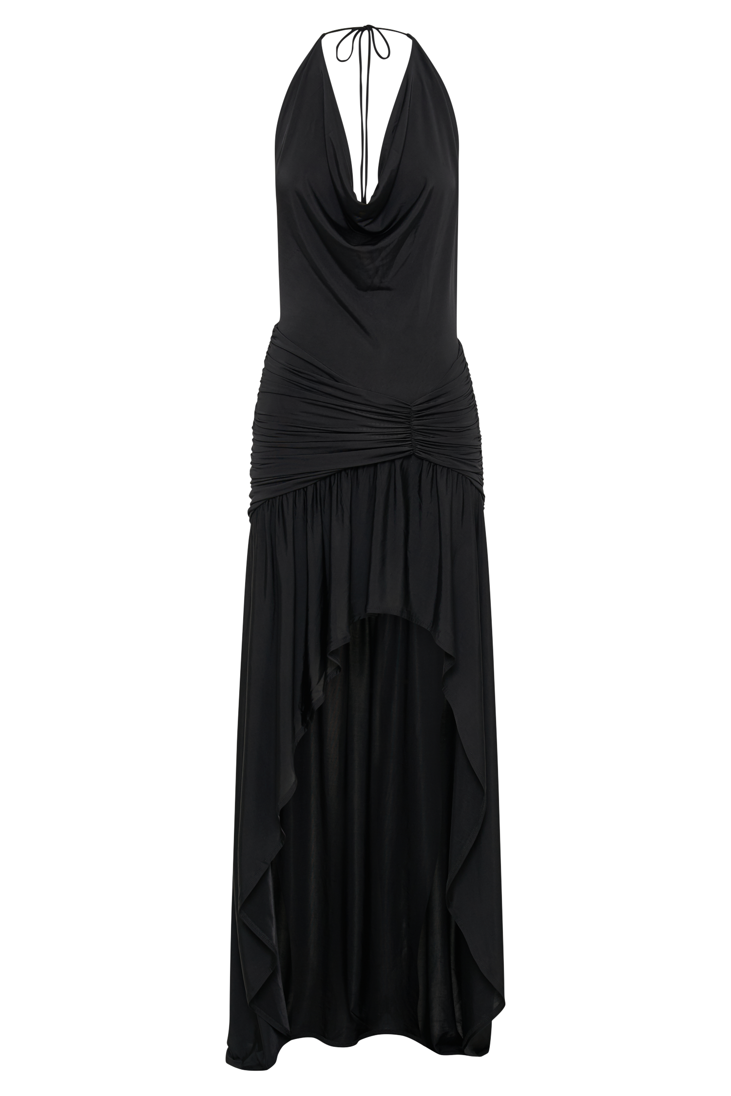 Levauro Serenity Dantelli Dar Kesim Maxi Elbise - Siyah