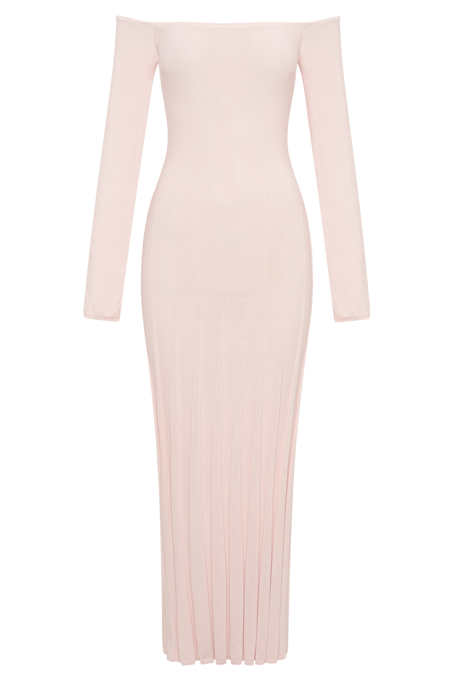 Levauro Emmeline Uzun Kollu Lastik Örgülü Midi Elbise - Fairy Floss Pembe