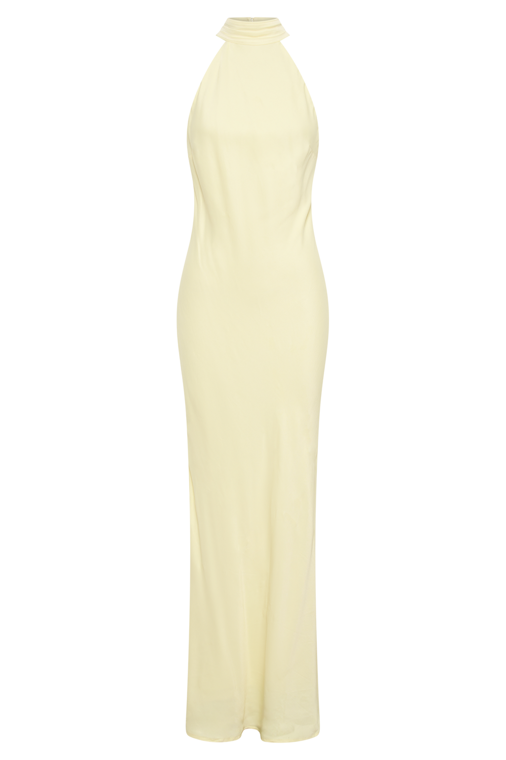 Levauro  Claire Mat Saten Drape Sırtlı Uzun Elbise - Açık Sarı