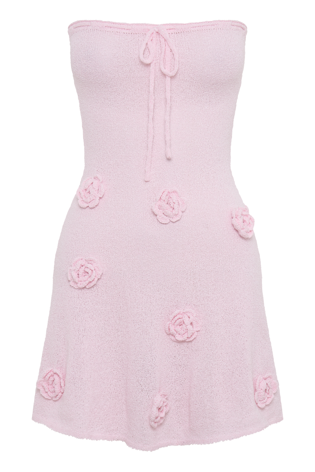 Levauro Connelly Straplez Örgü Mini Elbise - Fairy Floss Pembe