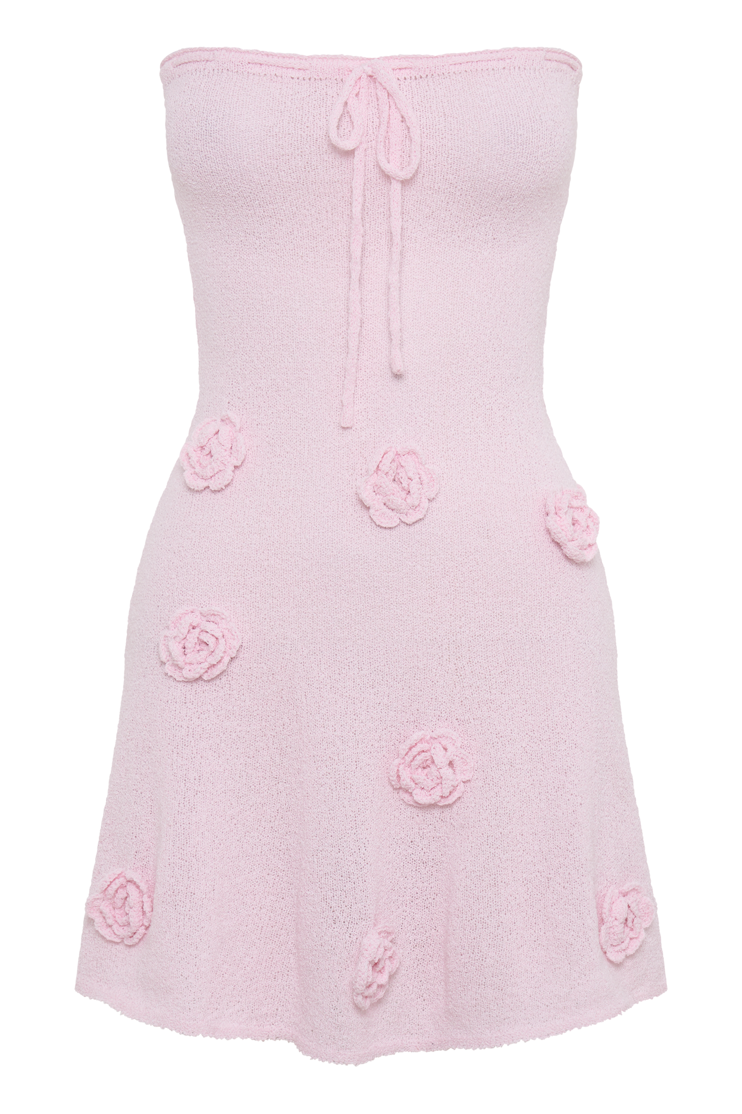 Levauro Connelly Straplez Örgü Mini Elbise - Fairy Floss Pembe