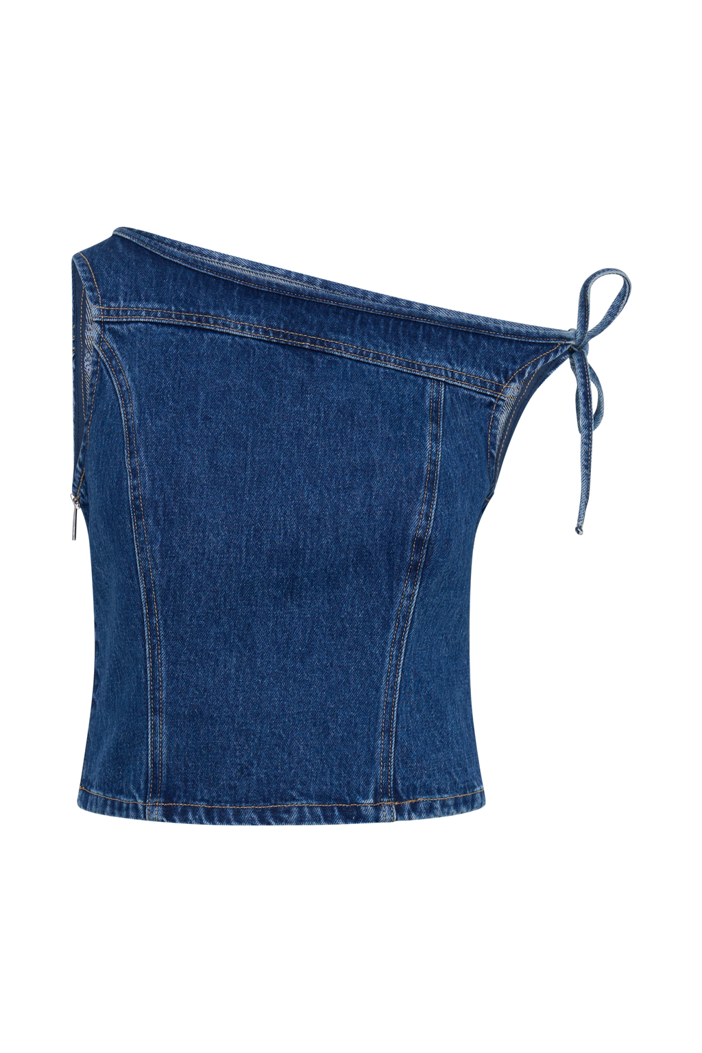 Levauro Ramsey Denim Düşük Omuz Üst - Koyu Mavi