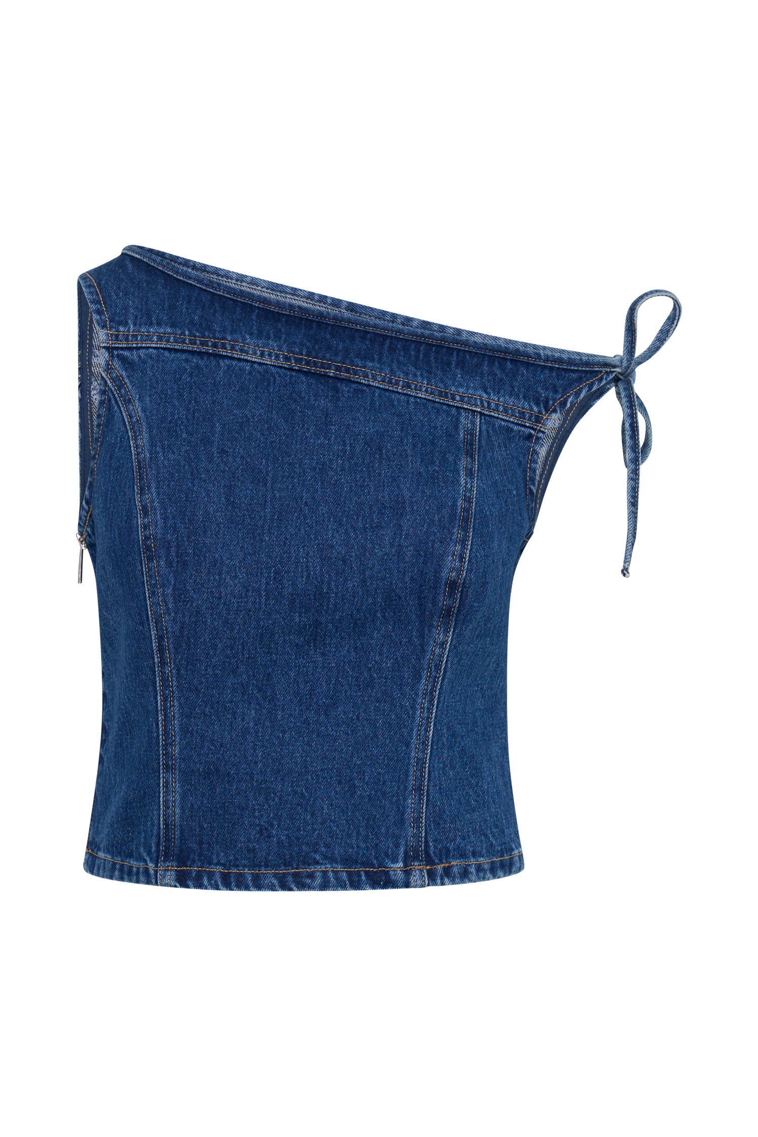 Levauro Ramsey Denim Düşük Omuz Üst - Koyu Mavi