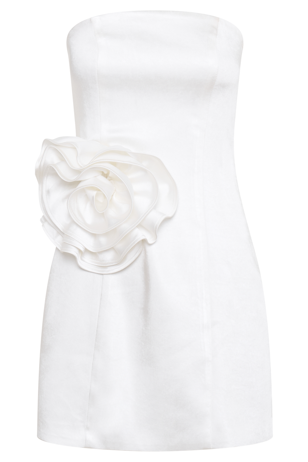 Levauro Bernadette Straplez Rose Mini Elbise - Beyaz