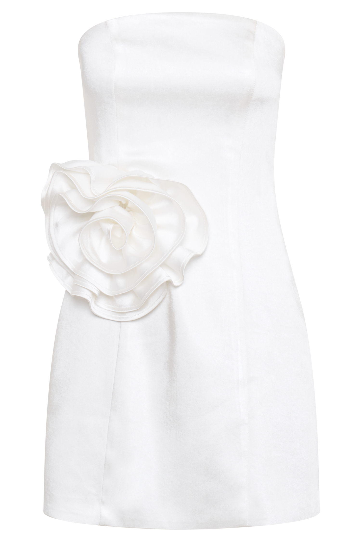 Levauro Bernadette Straplez Rose Mini Elbise - Beyaz