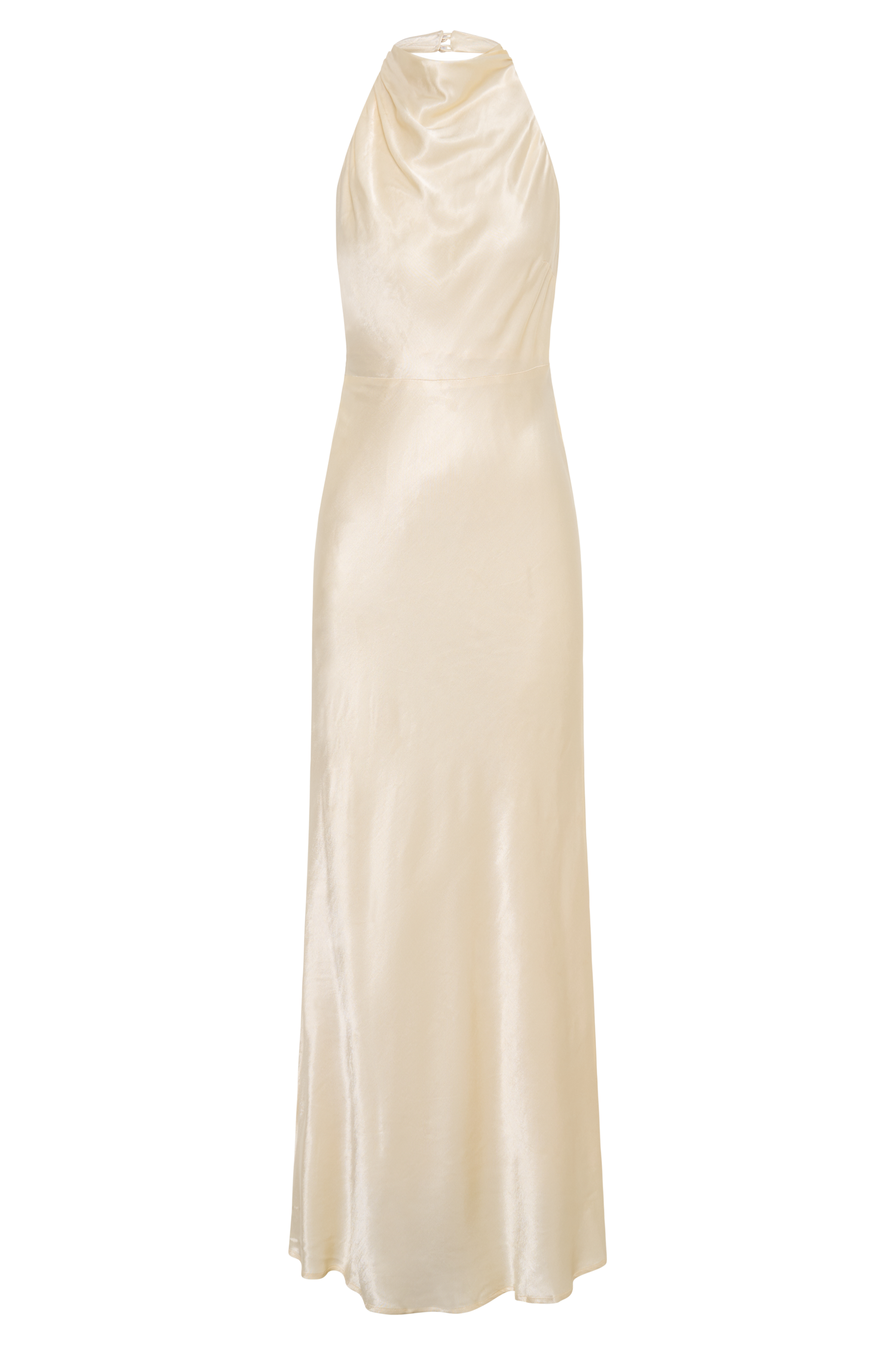 Levauro Esther Yanardöner Saten Cowl Maxi Elbise - Limon Şerbeti