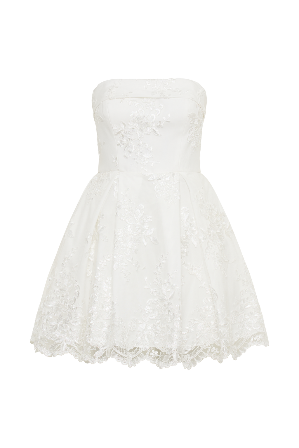 Levauro Eileen Dantel Mini Elbise - Beyaz