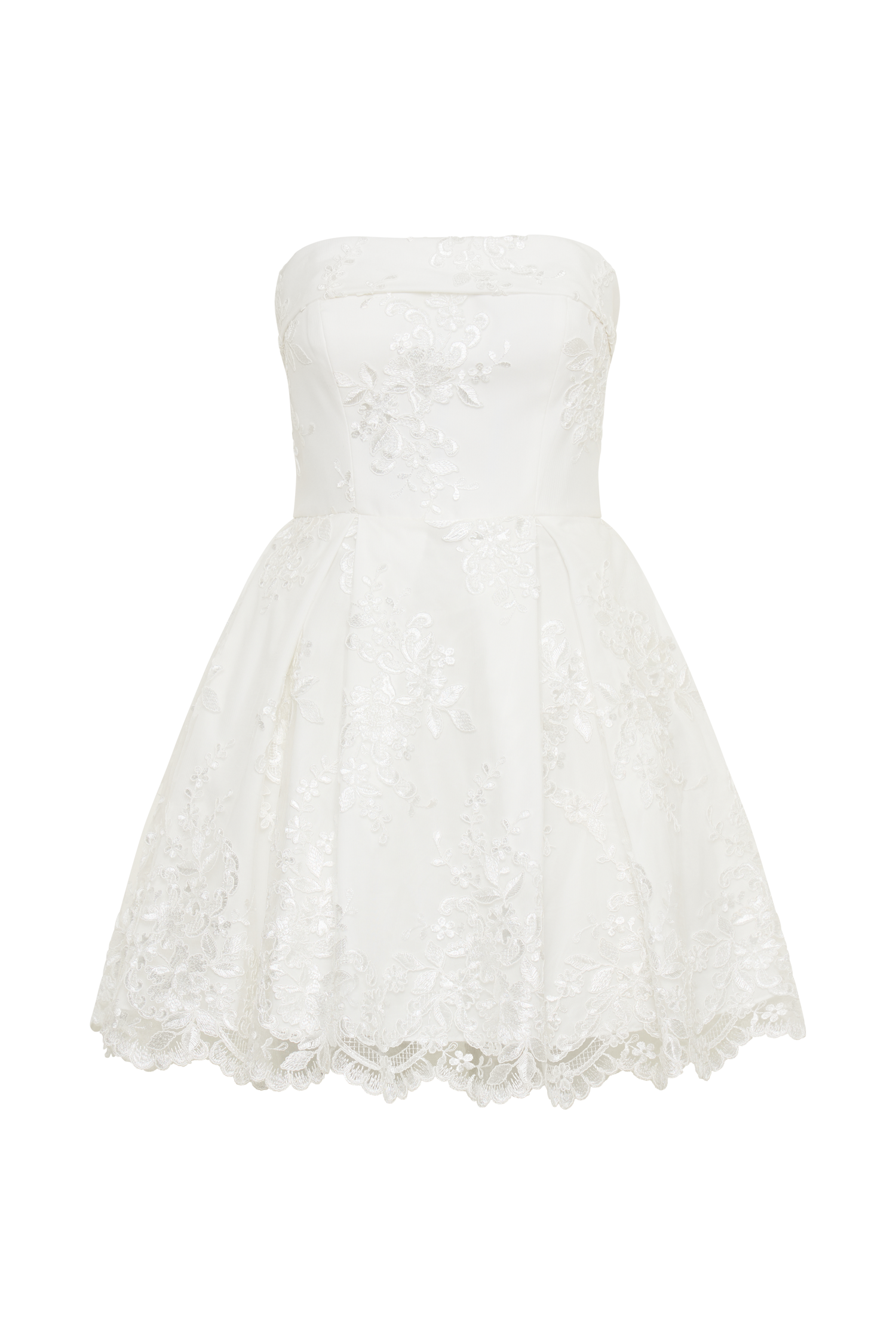 Levauro Eileen Dantel Mini Elbise - Beyaz