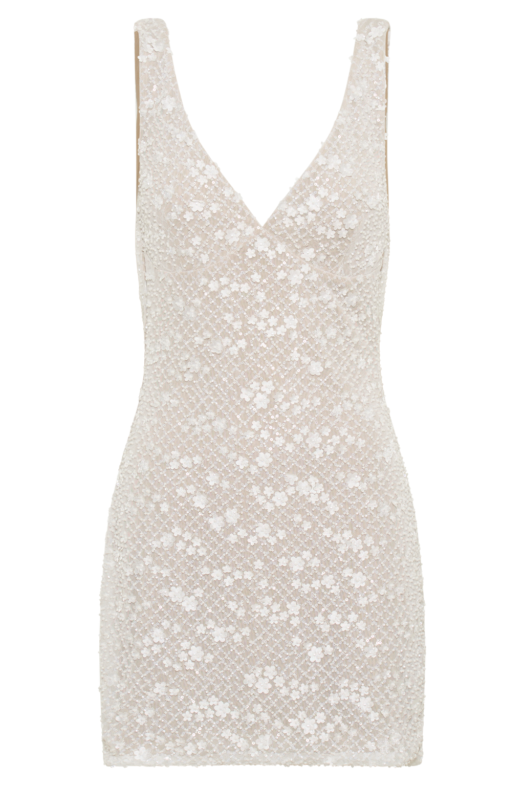 Levauro Louanne Daisy Boncuklu Mini Elbise - Beyaz