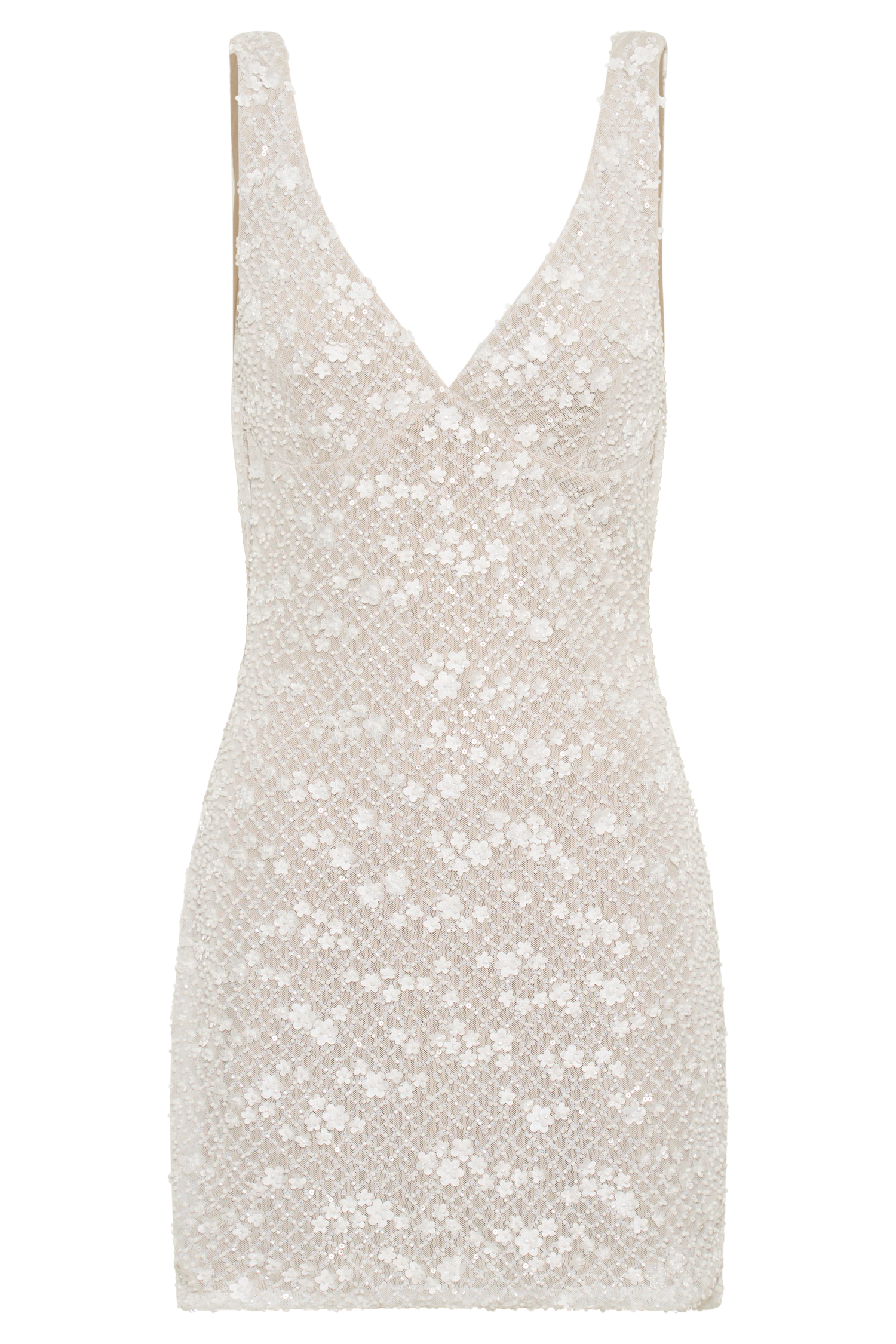 Levauro Louanne Daisy Boncuklu Mini Elbise - Beyaz