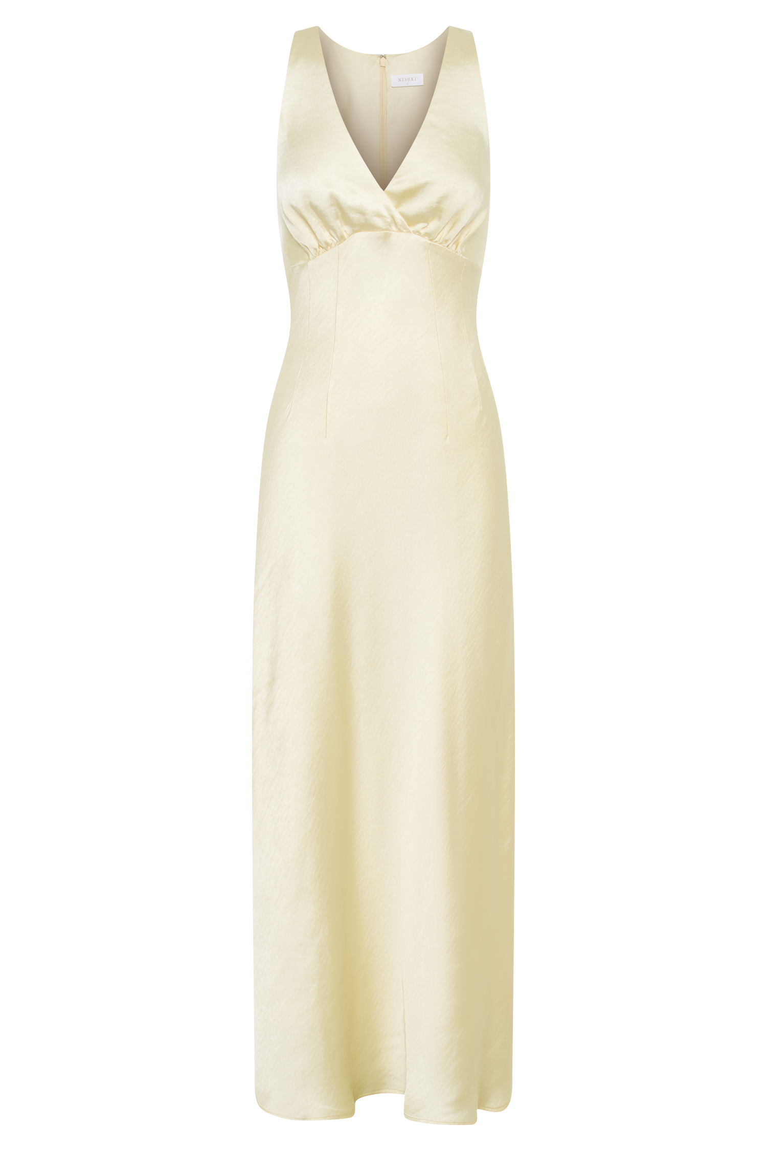 Levauro Meghan Saten Maxi Elbise - Limon Şerbeti