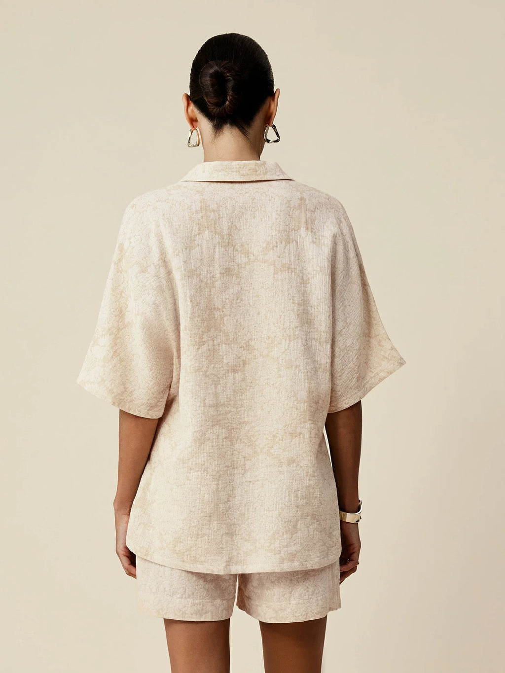 Levauro Keten Yaka Kısa Kollu Jakarlı Üst