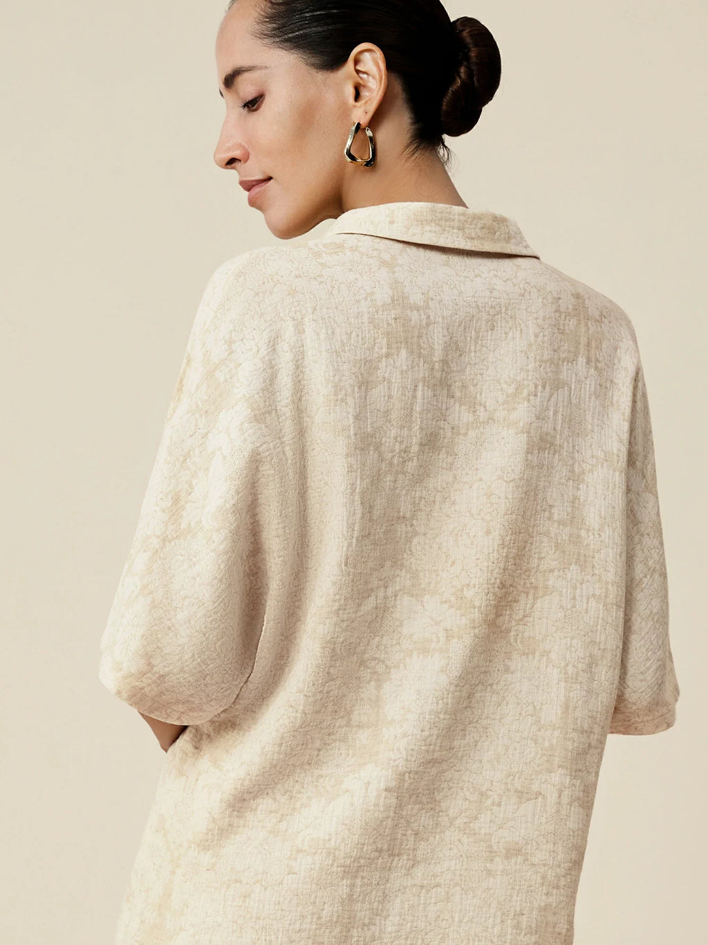 Levauro Keten Yaka Kısa Kollu Jakarlı Üst