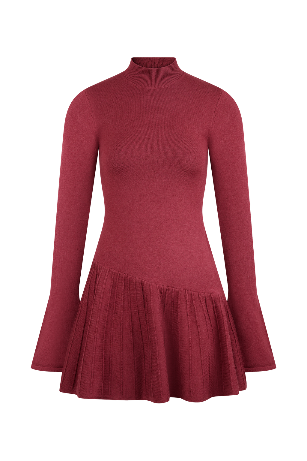 Levauro Blair Pileli Örgü Mini Elbise - Merlot