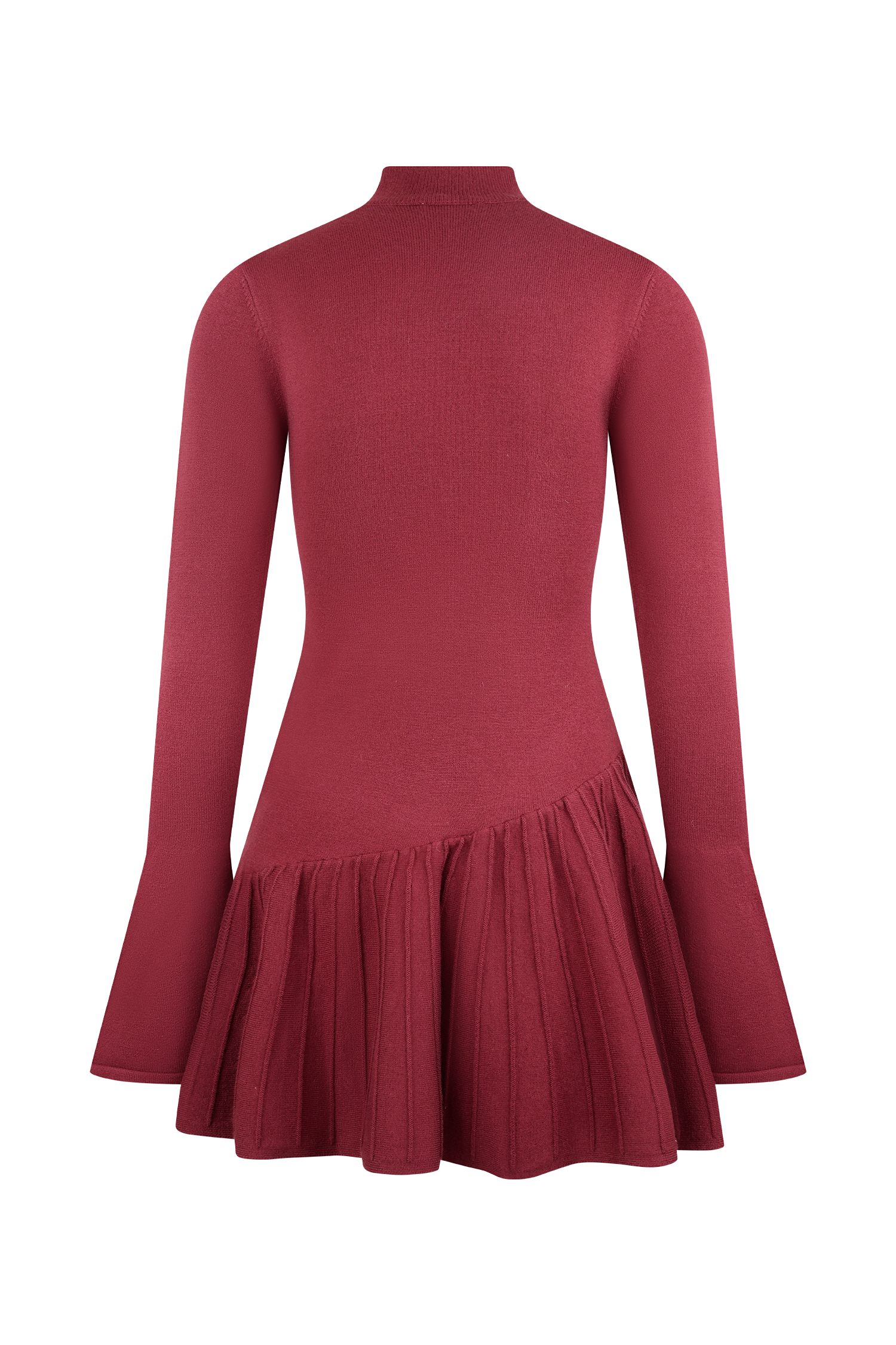 Levauro Blair Pileli Örgü Mini Elbise - Merlot