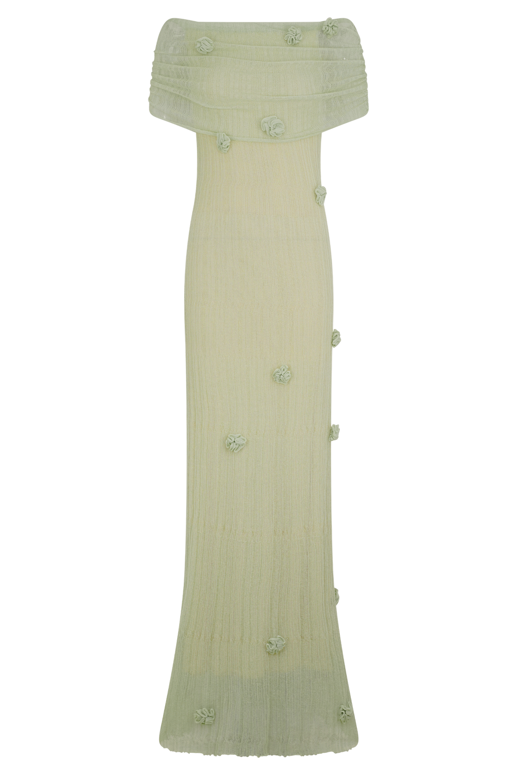 Levauro Brynn Orkide Örgü Maxi Elbise - Pastel Yeşil