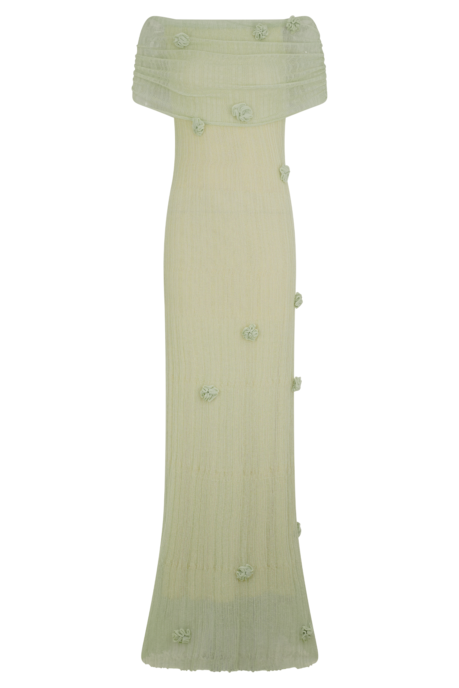 Levauro Brynn Orkide Örgü Maxi Elbise - Pastel Yeşil