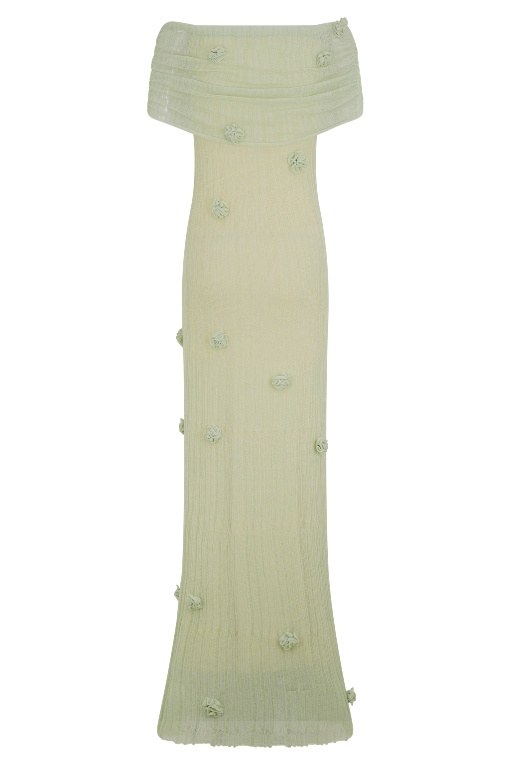 Levauro Brynn Orkide Örgü Maxi Elbise - Pastel Yeşil