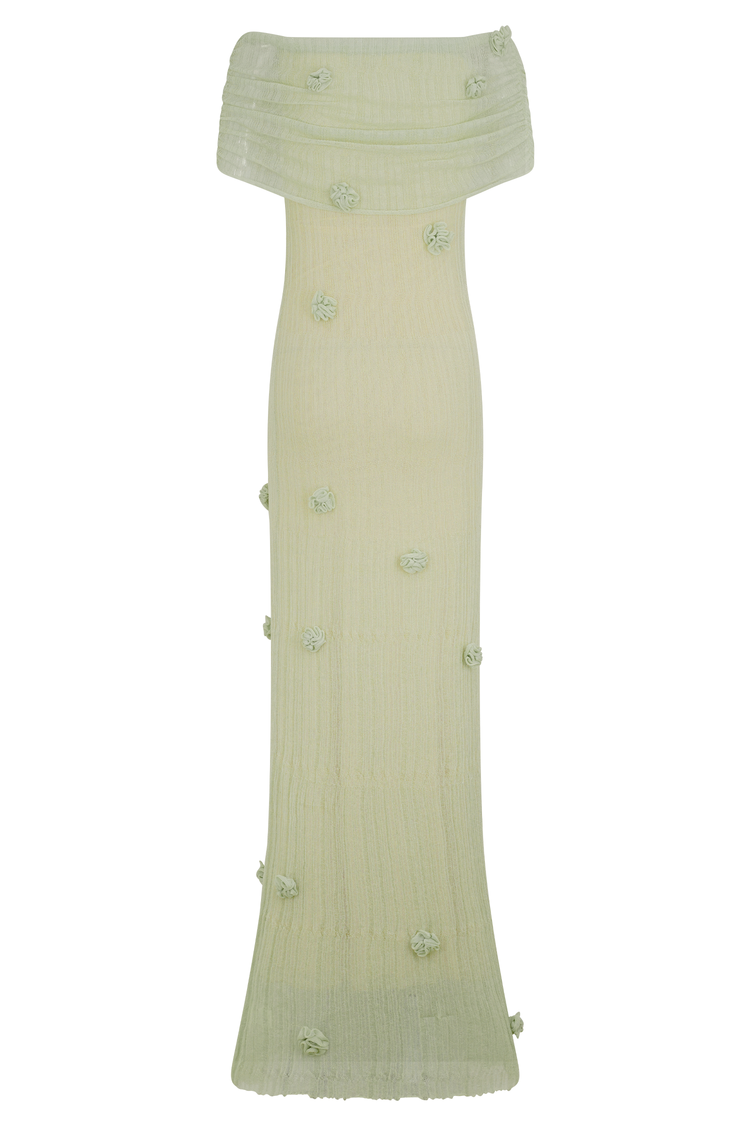 Levauro Brynn Orkide Örgü Maxi Elbise - Pastel Yeşil