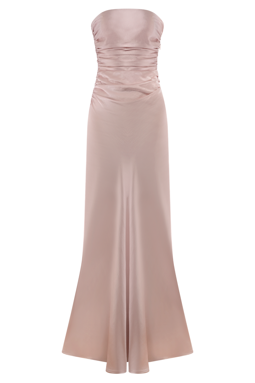 Levauro Sedir Straplez Saten Maxi Elbise - Soft Pembe