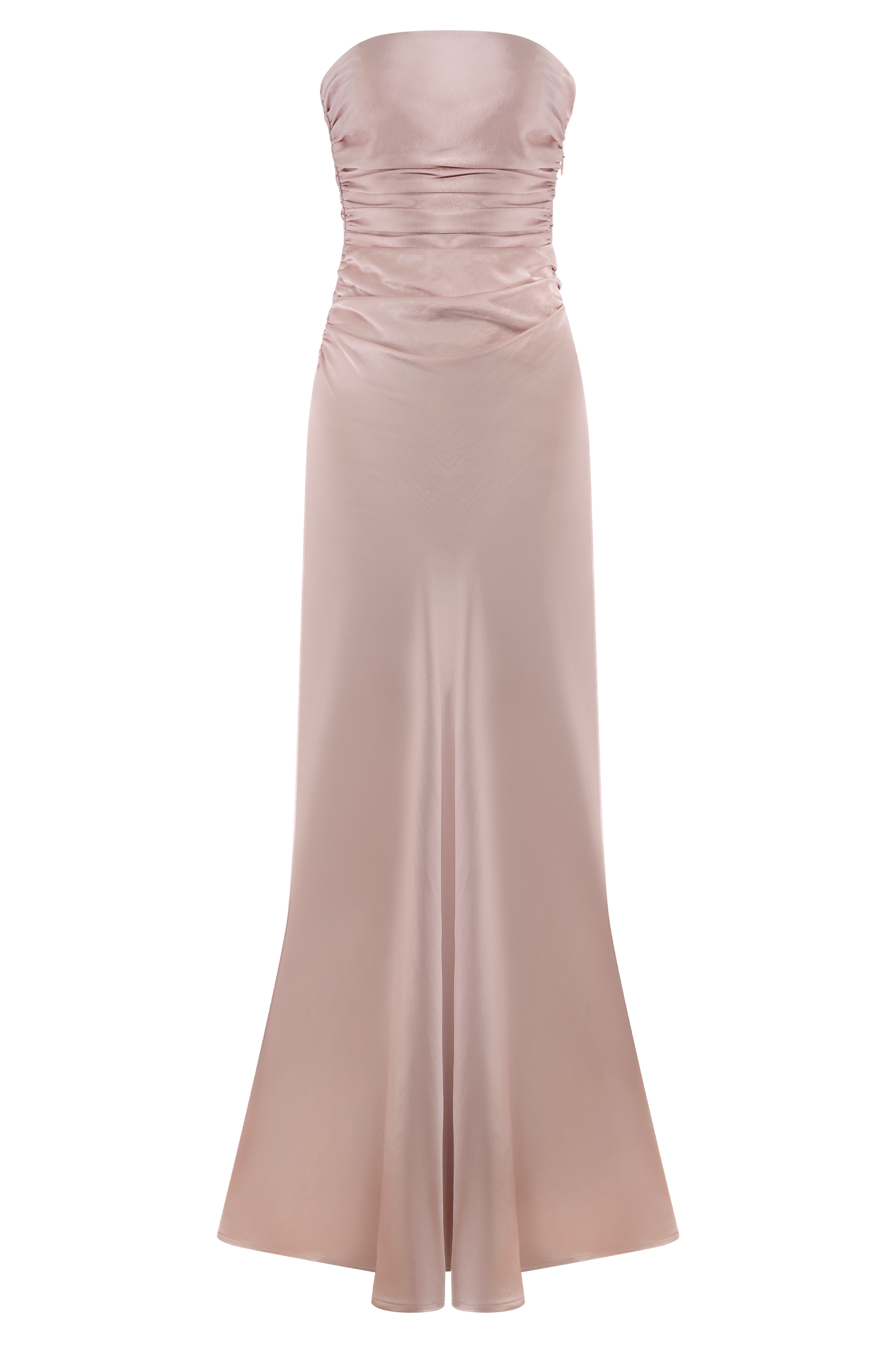 Levauro Sedir Straplez Saten Maxi Elbise - Soft Pembe