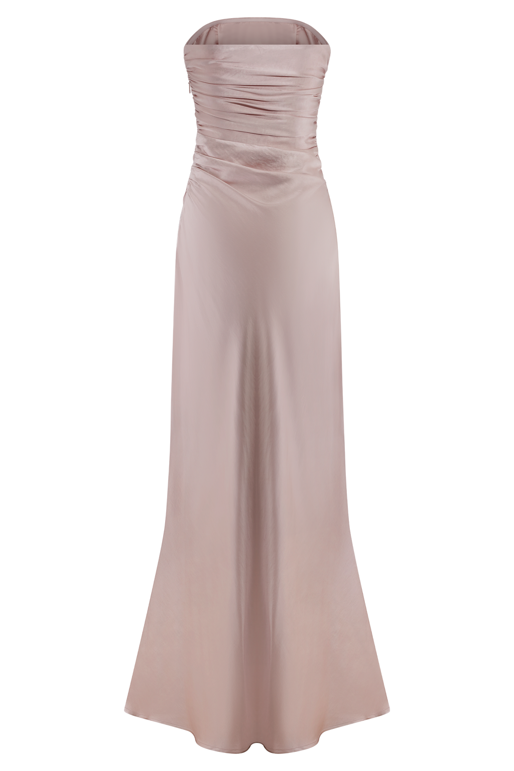 Levauro Sedir Straplez Saten Maxi Elbise - Soft Pembe