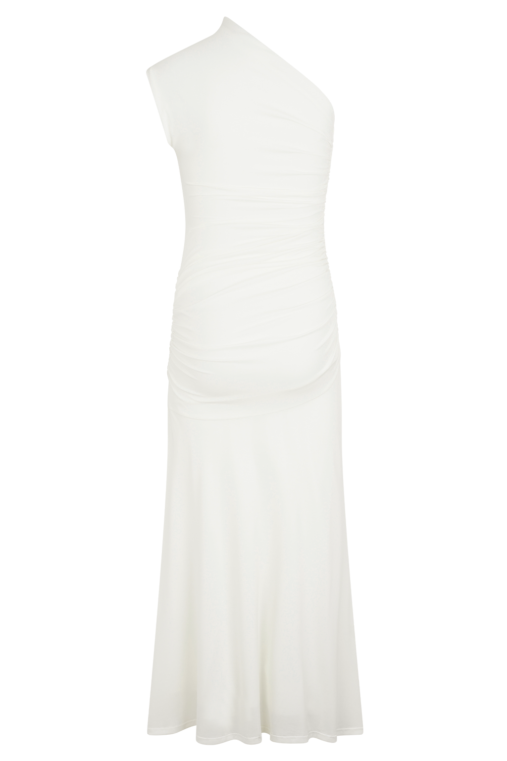 Levauro Chloe Şeftali Jersey Tek Omuz Midi Elbise - Fildişi