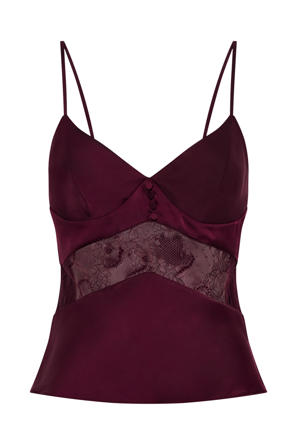 ROF Luella Saten Dantelli Cami Üst - Mürdüm