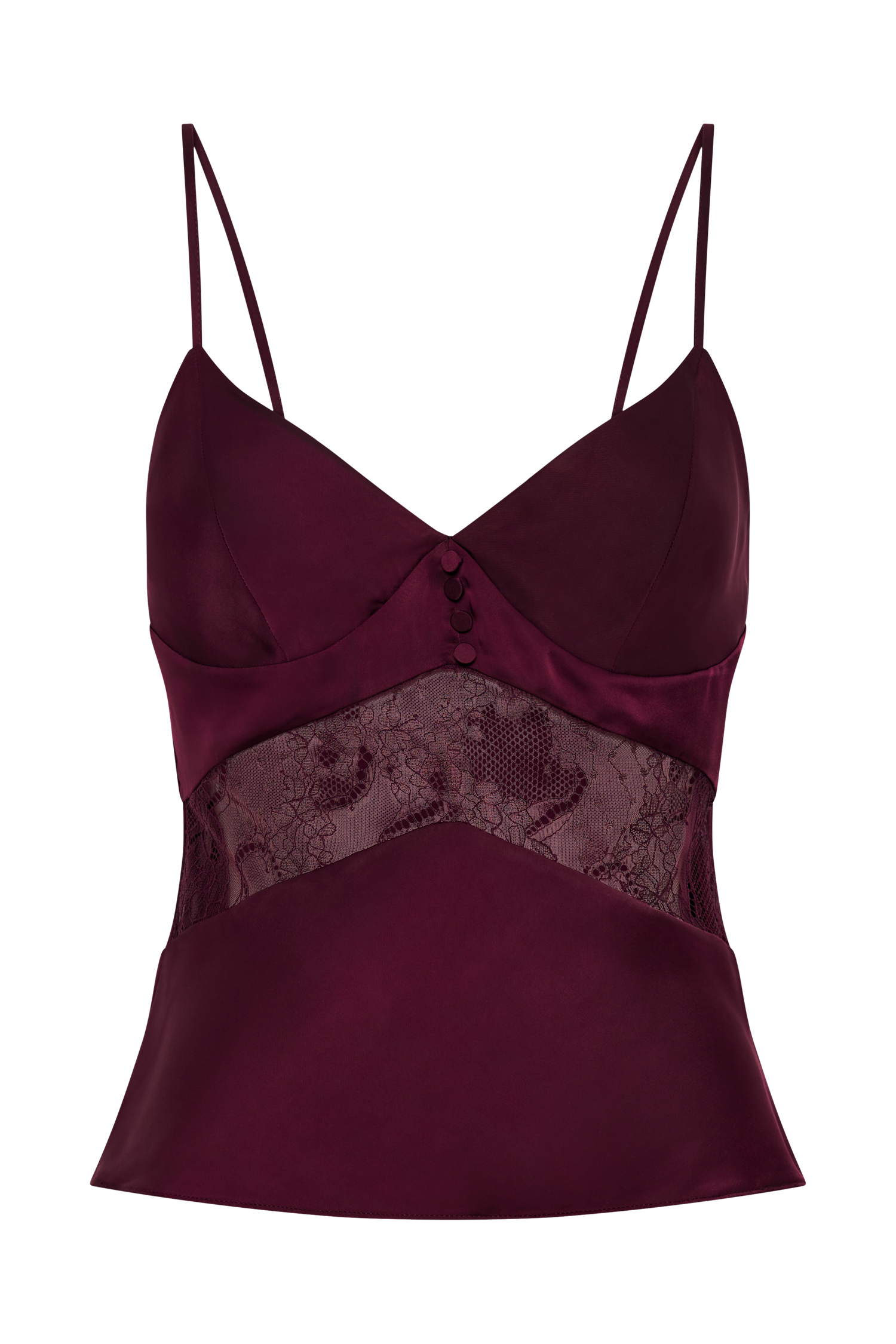 ROF Luella Saten Dantelli Cami Üst - Mürdüm