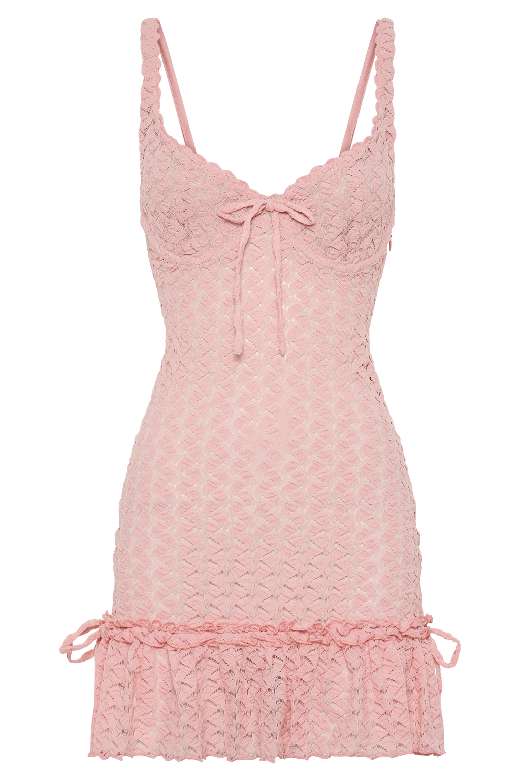 Levauro Marietta Cupped Dantel Mini Elbise - Peri Floss Pembe