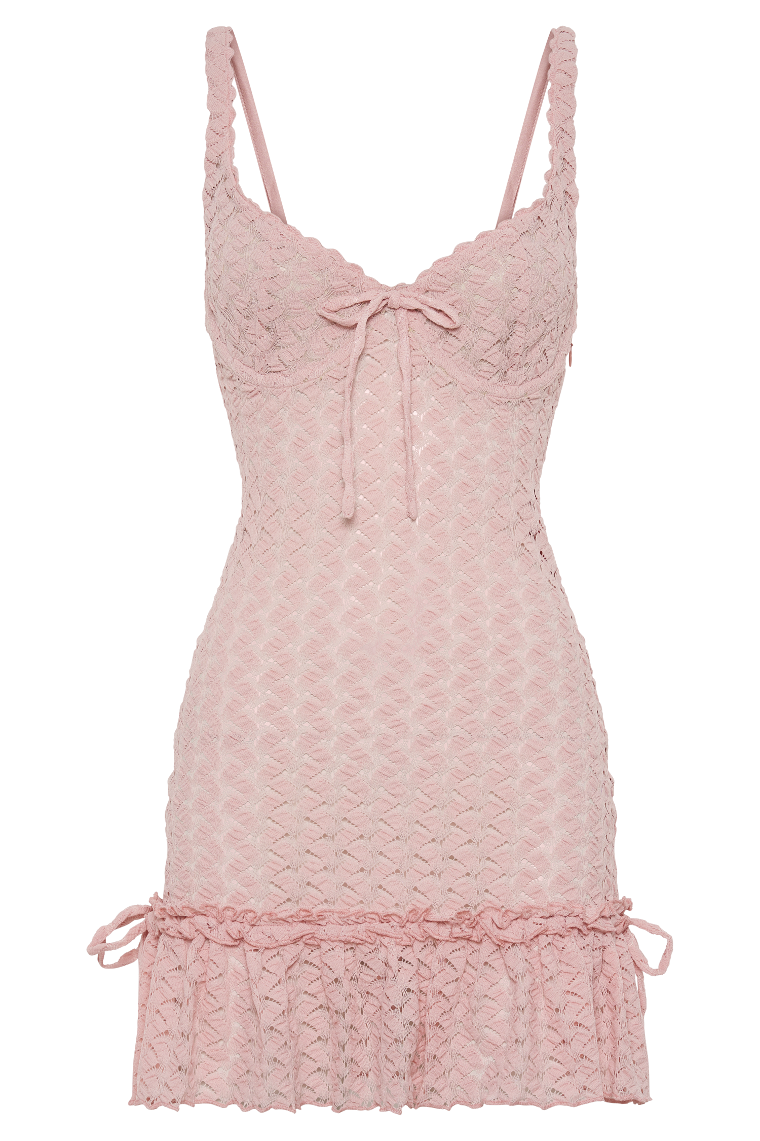 Levauro Marietta Cupped Dantel Mini Elbise - Peri Floss Pembe