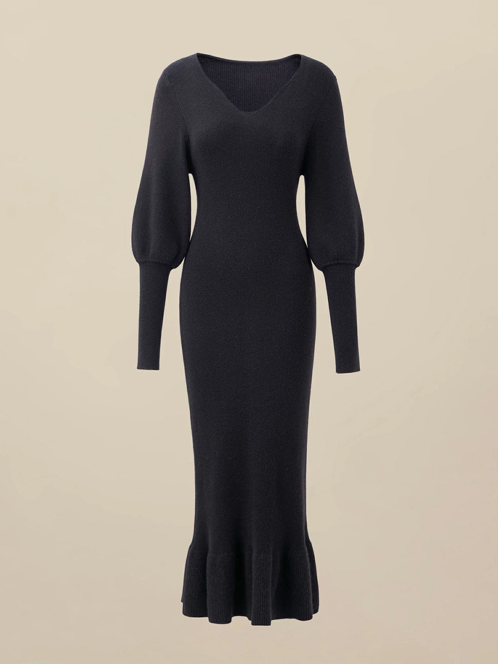 Levauro Kadın %100 Yün V Yaka Örme Elbise