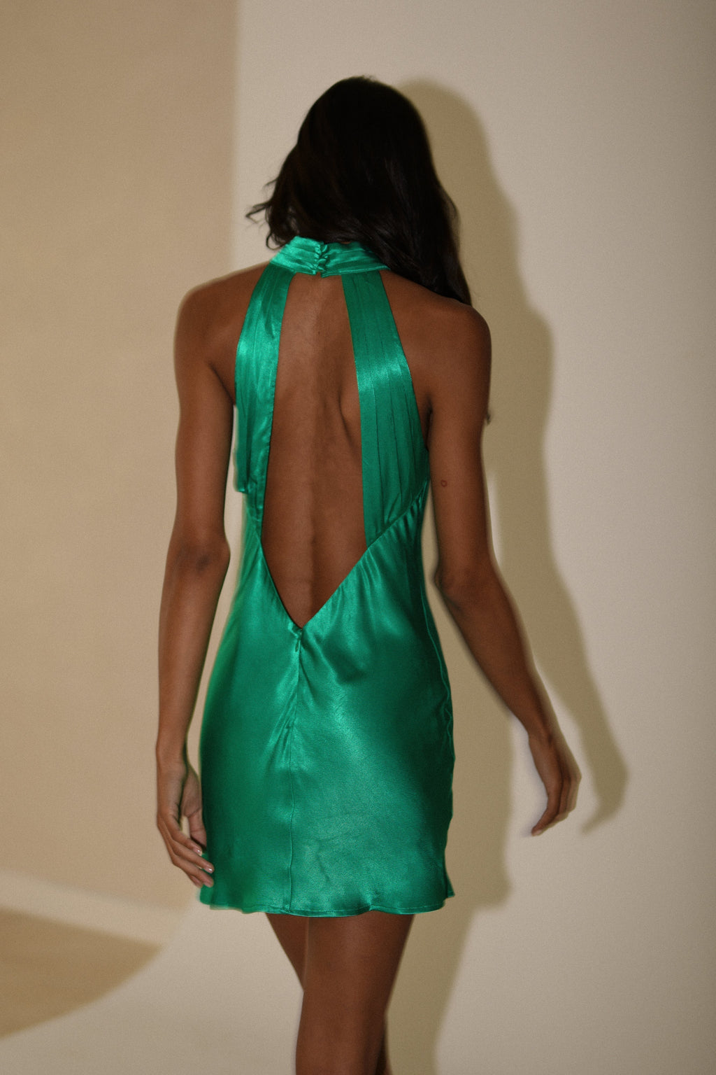 Levauro Claire Shiny A Line Mini Elbise - Yeşil