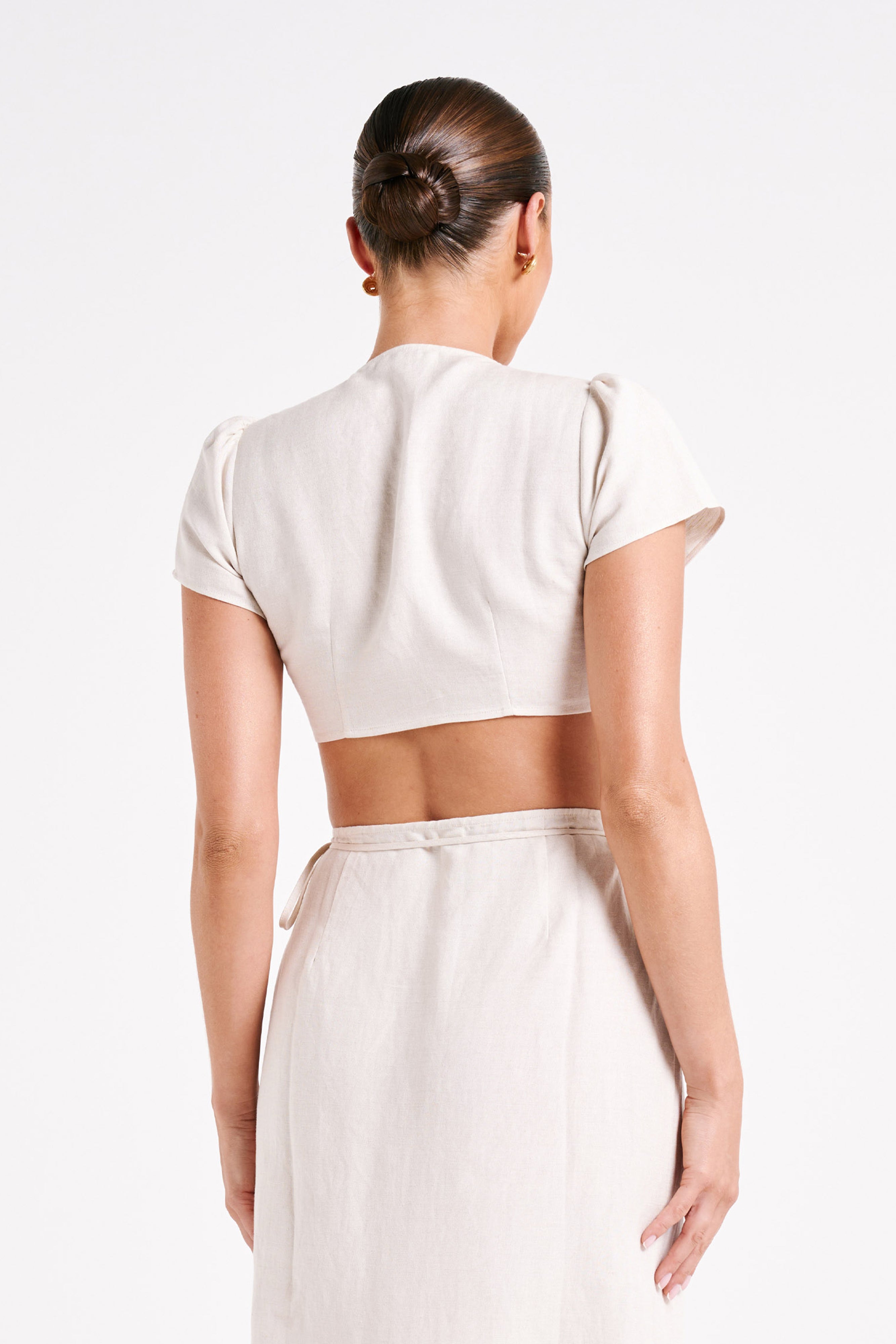 Levauro Fatima Keten Crop Top - Naturel