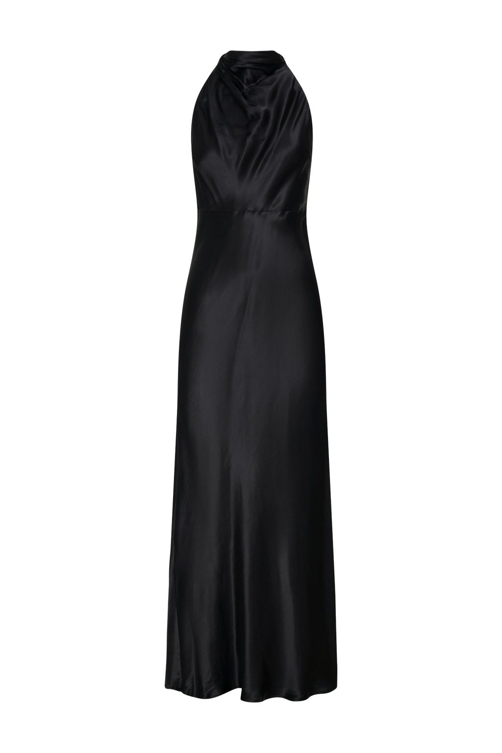 Levauro Esther Yanardöner Saten Cowl Maxi Elbise - Siyah