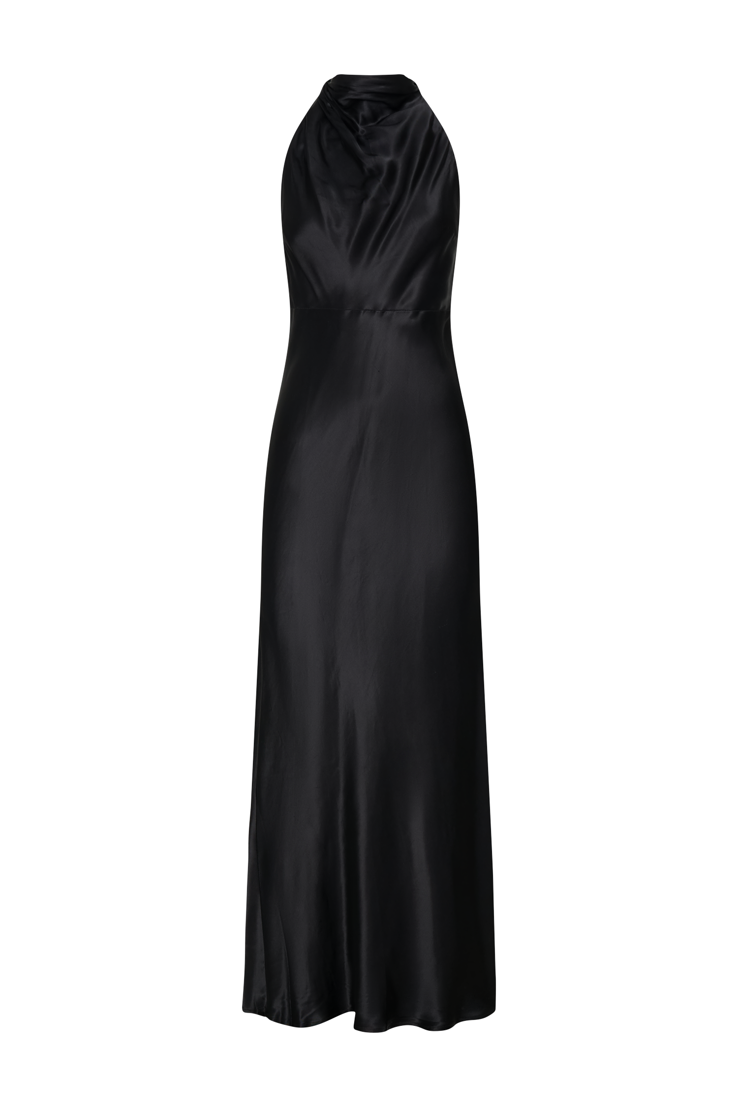 Levauro Esther Yanardöner Saten Cowl Maxi Elbise - Siyah
