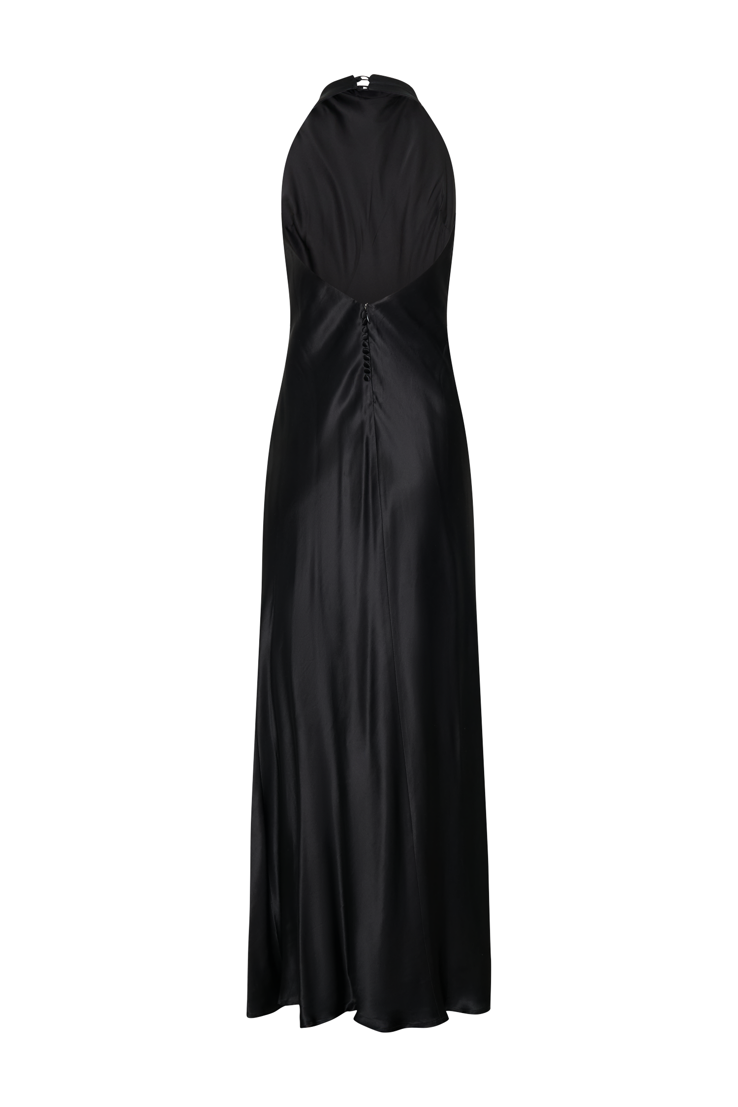 Levauro Esther Yanardöner Saten Cowl Maxi Elbise - Siyah