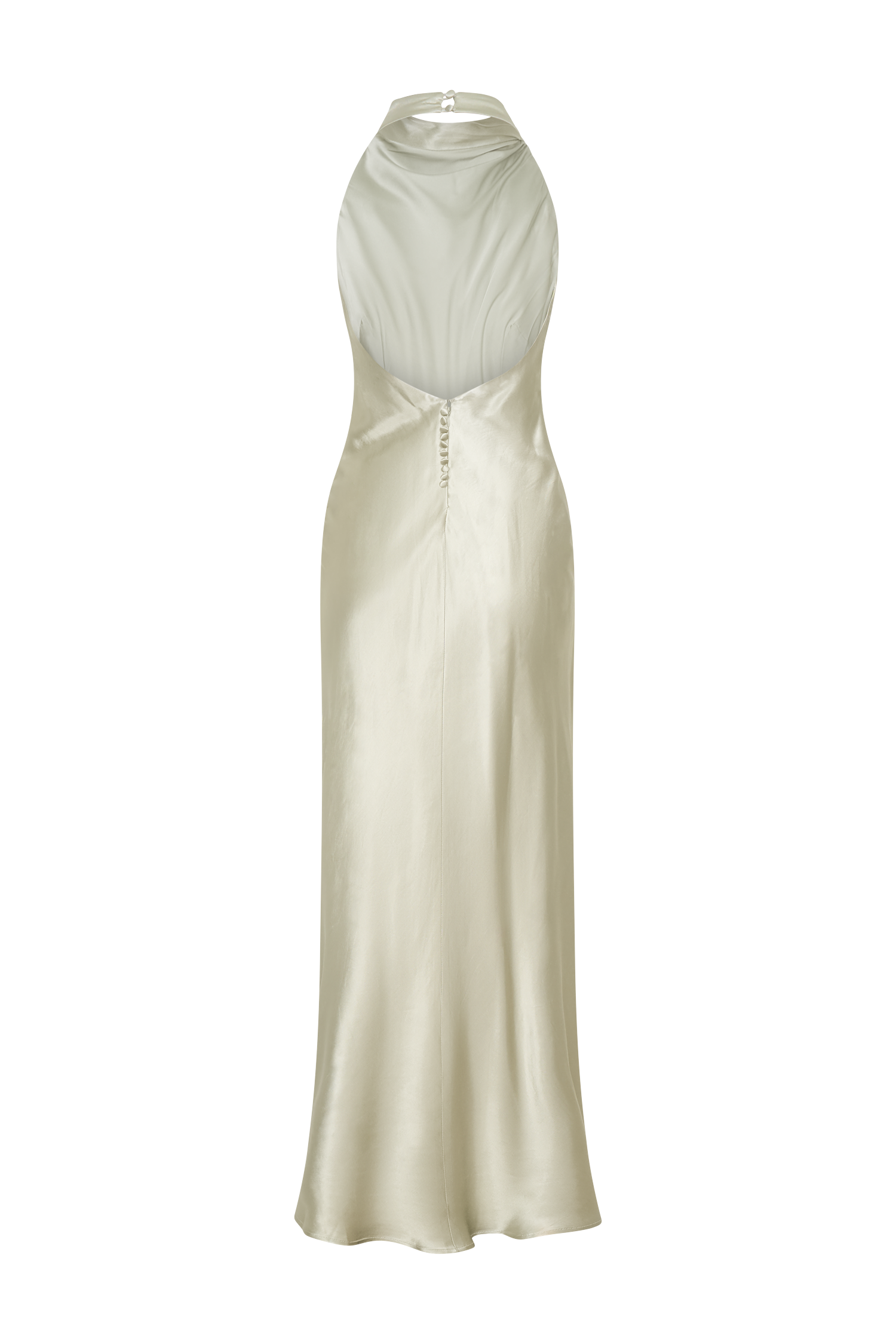 Levauro Esther Yanardöner Saten Cowl Maxi Elbise - Adaçayı