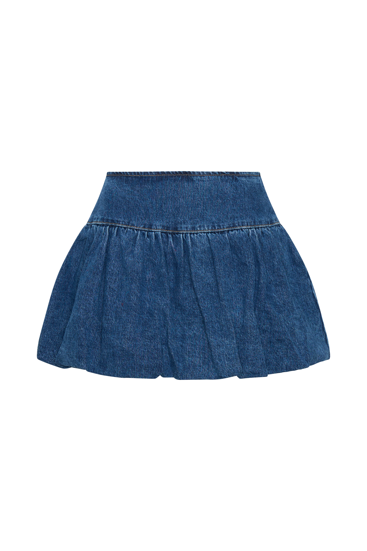 Levauro Genia Baloncuklu Denim Mini Etek - Lacivert