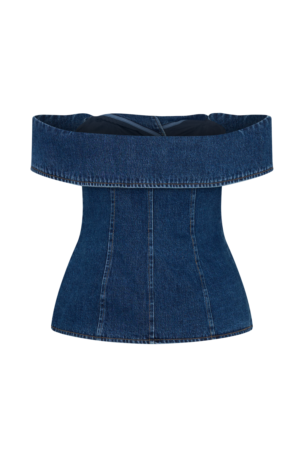Levauro Krista Denim Düşük Omuz Üst - Koyu Mavi