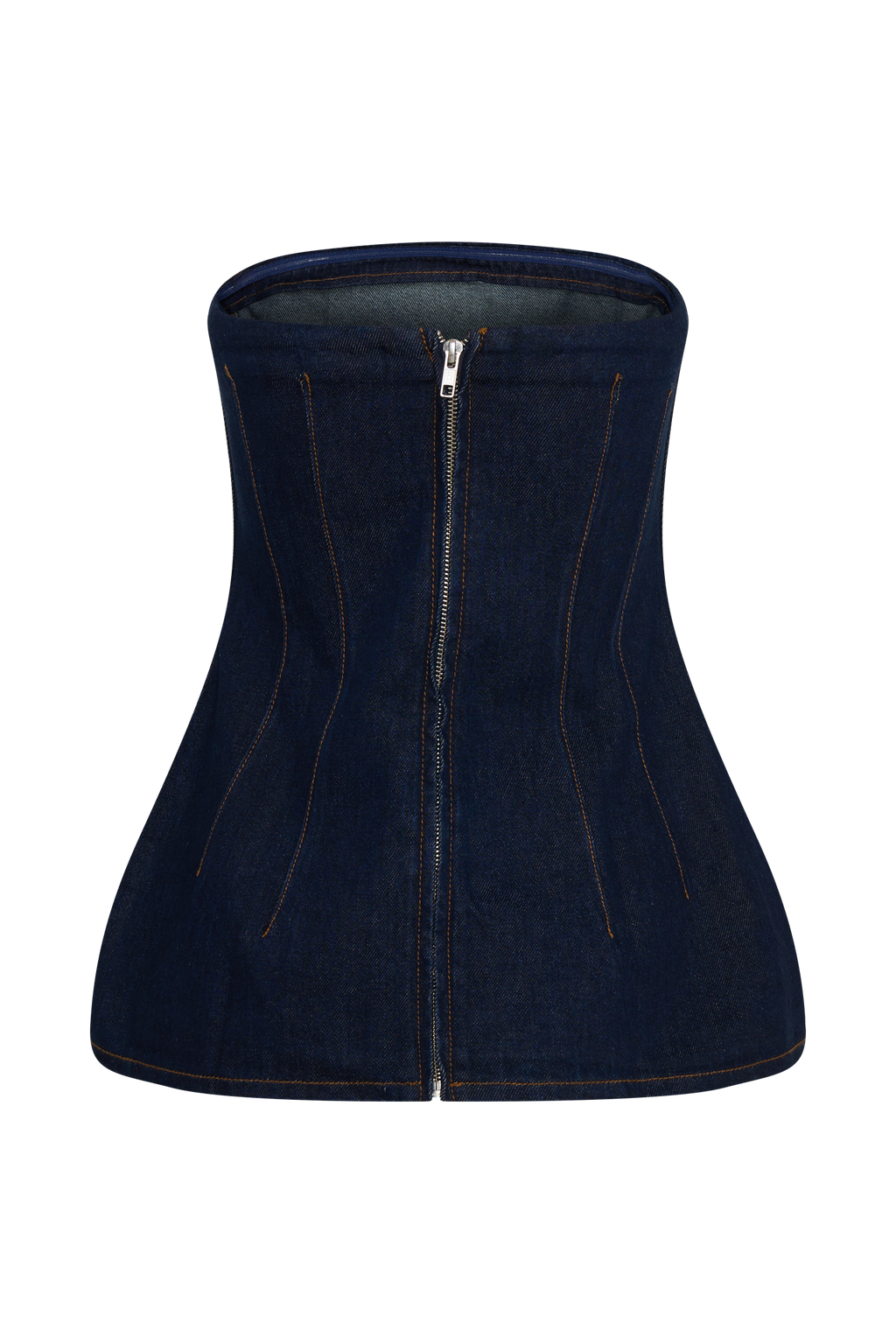 Levaru Madelyn Straplez Longline Denim Üst - İndigo Mavi