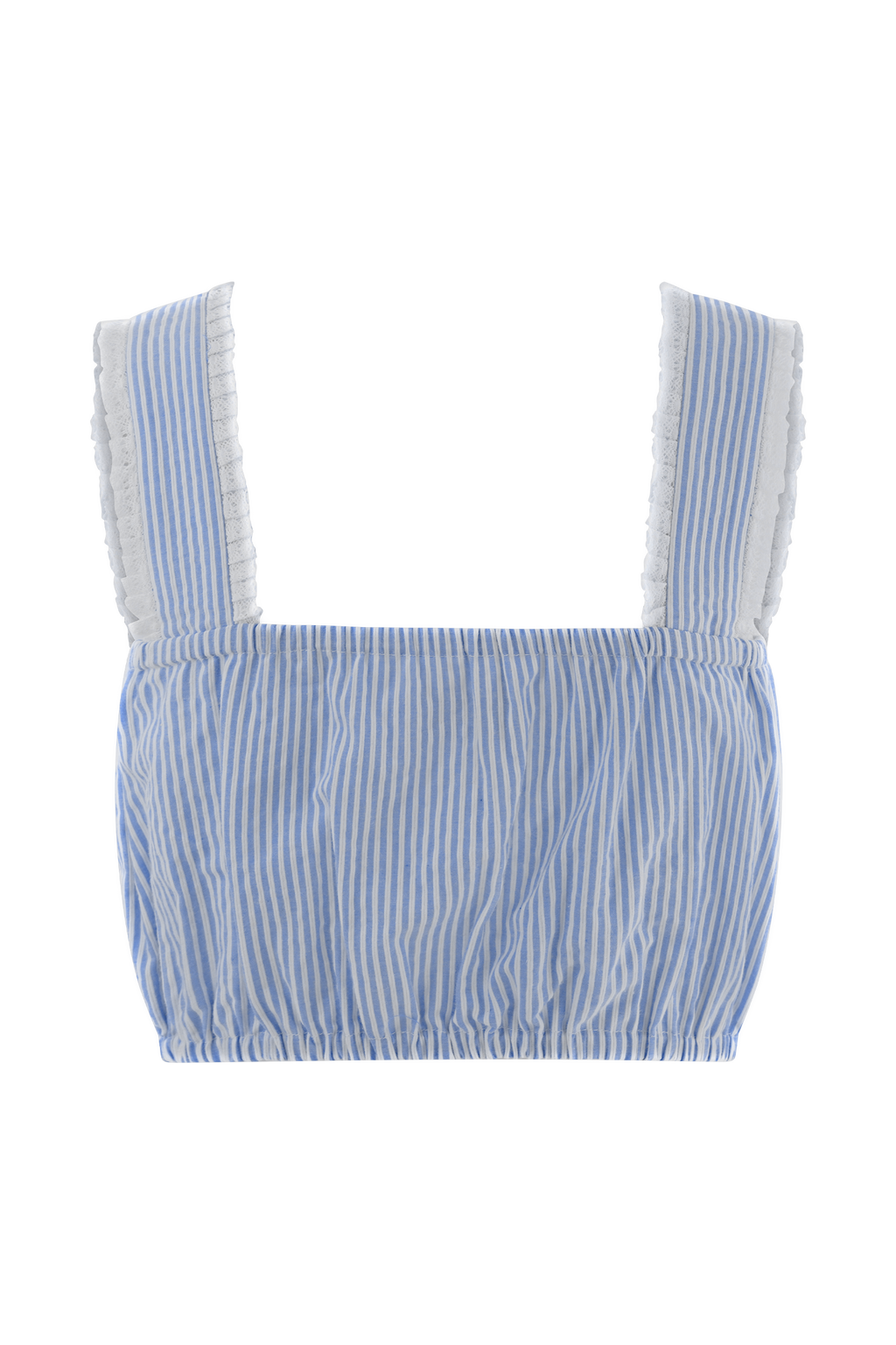 Levauro Gretel Kolsuz Crop Top - Mavi Çizgili