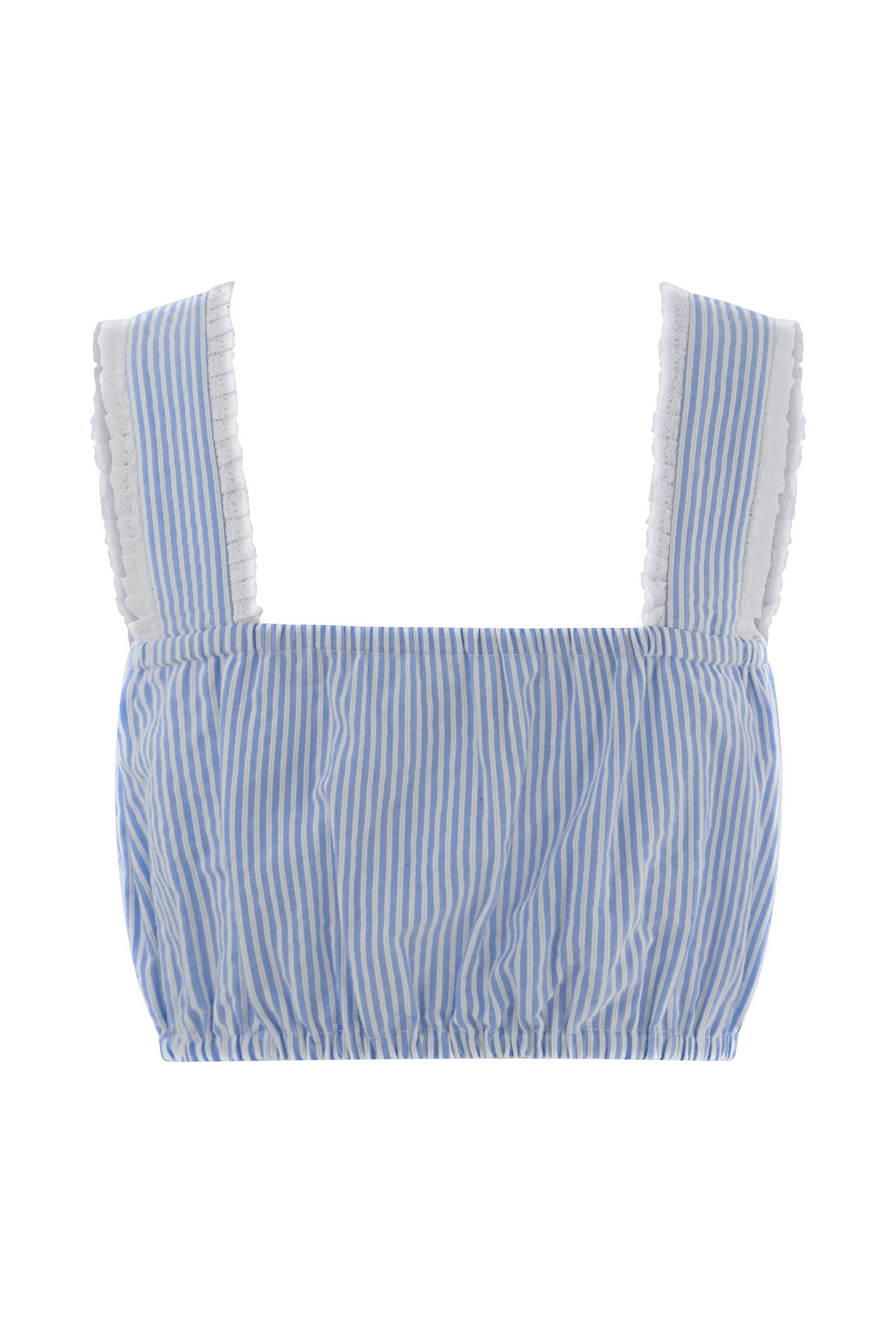 Levauro Gretel Kolsuz Crop Top - Mavi Çizgili