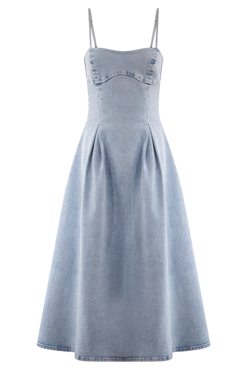Levauro Harlyn Denim Midi Elbise - Açık Mavi