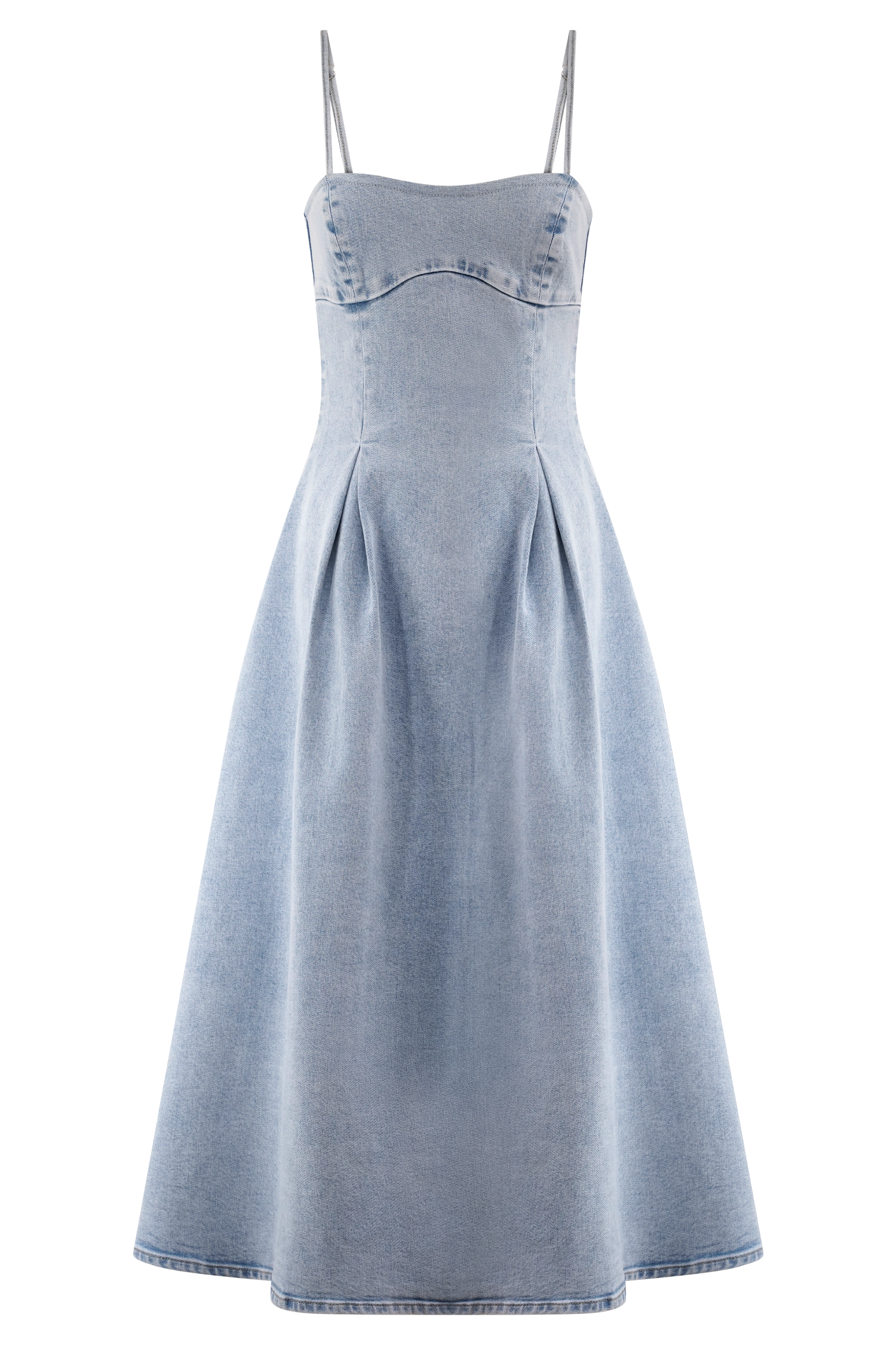 Levauro Harlyn Denim Midi Elbise - Açık Mavi