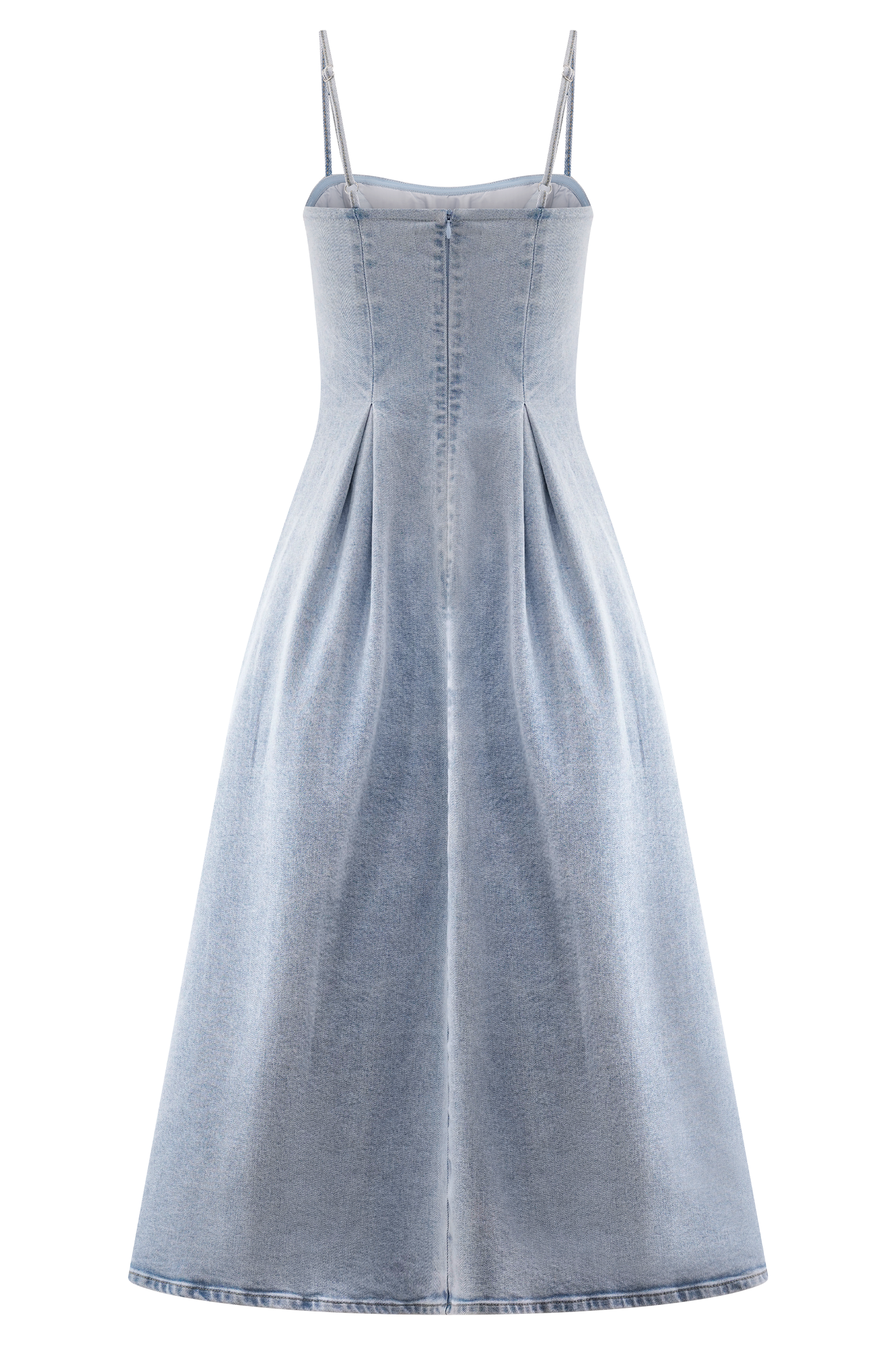 Levauro Harlyn Denim Midi Elbise - Açık Mavi