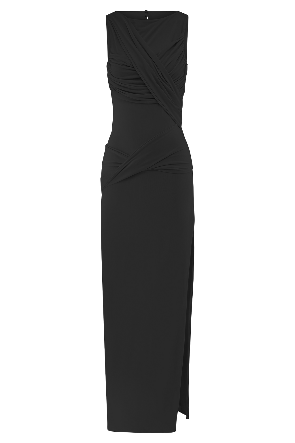 Levauro Henley Slinky Drape Maxi Elbise - Siyah