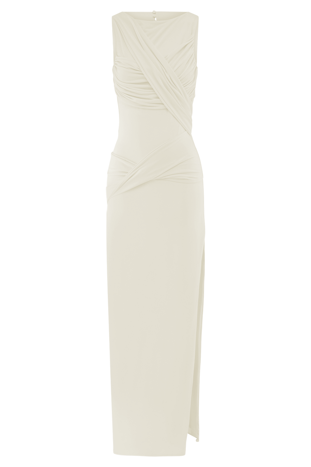 Levauro Henley Slinky Drape Maxi Elbise - Fildişi