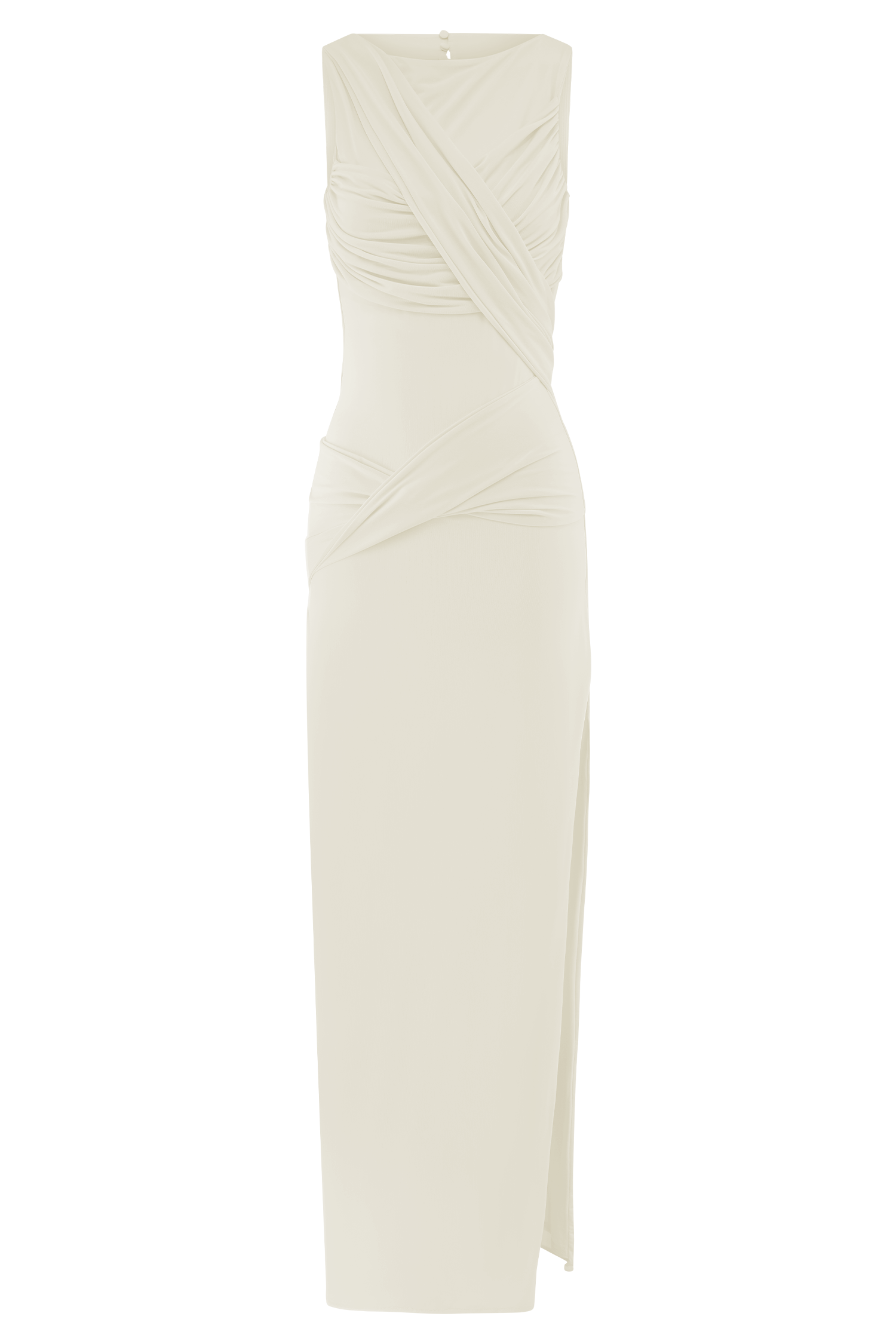 Levauro Henley Slinky Drape Maxi Elbise - Fildişi