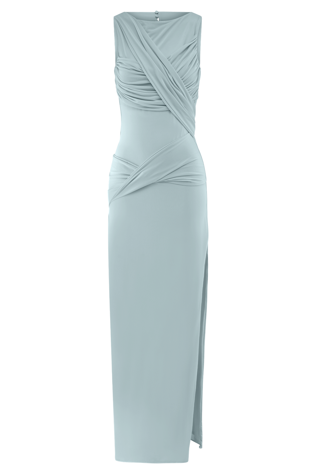 Levauro Henley Slinky Drape Maxi Elbise - Soluk Mavi